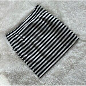 NWT Tommy Hilfiger Striped Mini Skirt Womens Size 2 Black White Nautical Knit